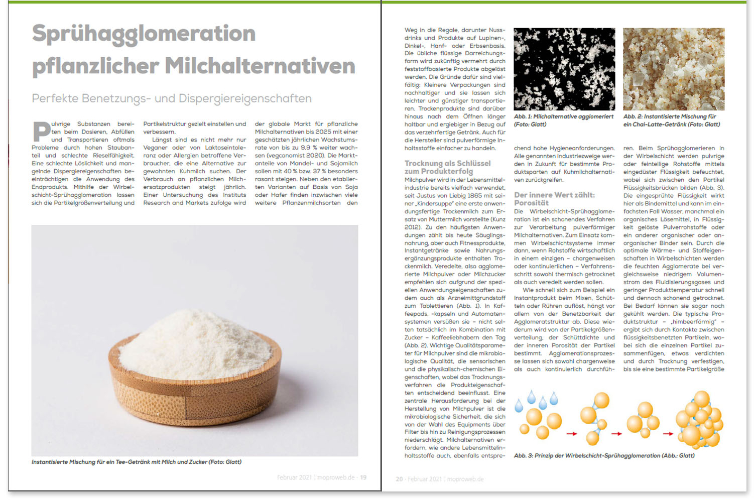 Glatt Fachbeitrag zum Thema ''Pflanzliche Milchalternativen'', veröffentlicht im Fachmagazin 'Molkerei-Industrie', Ausgabe September 02/2021, B&L MedienGesellschaft mbH & Co. KG