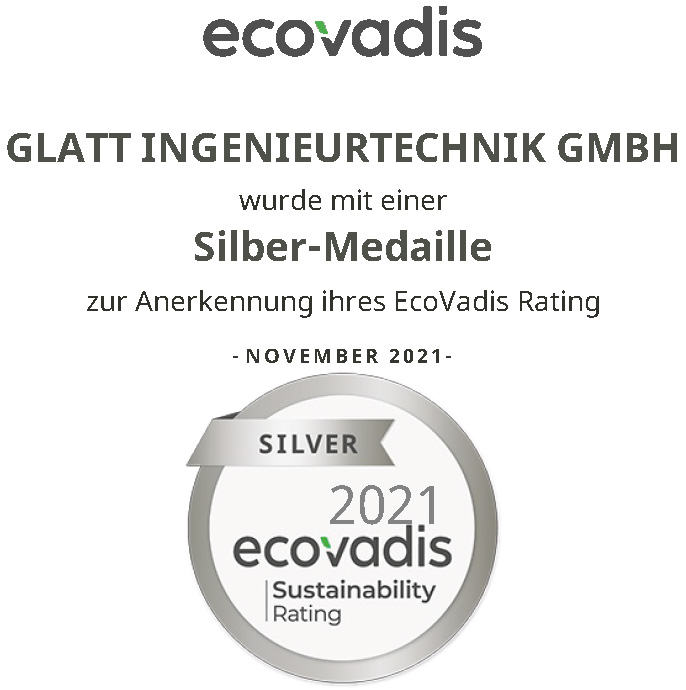 Silber-Medaille bei der EcoVadis-Zertifizierung für nachhaltiges Handeln für Glatt Ingenieurtechnik