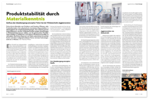 Glatt Fachbeitrag 'Produktstabilität durch Materialkenntnis', veröffentlicht in der Fachzeitschrift 'food design', Ausgabe 11.2020, LT Food Medien-Verlag GmbH