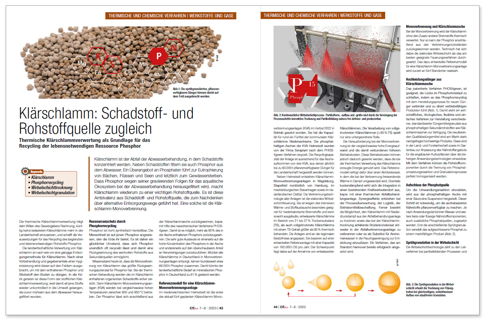 Vorschaubild zum Fachbeitrag ''Klärschlamm: Schadstoff- und Rohstoffquelle zugleich.'', veröffentlicht im Fachmagazin CITplus, Ausgabe 7-8/2023, Wiley-VCH Verlag GmbH & Co. KGaA