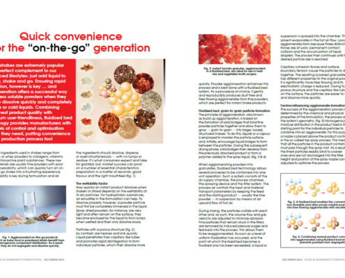 Article on ''Powder agglomeration - Quick convenience for the "on-the-go" generation". Originally published in the magazine Food & Ingredients International, issue December 2023, ISTMAG – ISTANBUL MAGAZINE GROUP