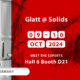 Save the date: 09.-10.10.2024. Meet the Glatt team in hall 6 at stand D21 at SOLIDS in Dortmund, Germany